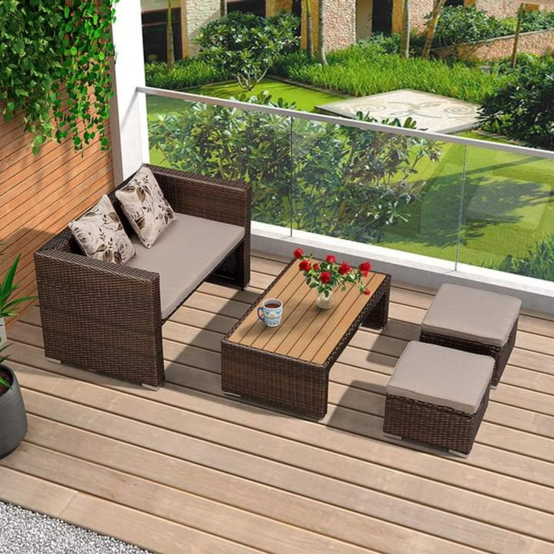 Patio Artificial Cane Sofa Set